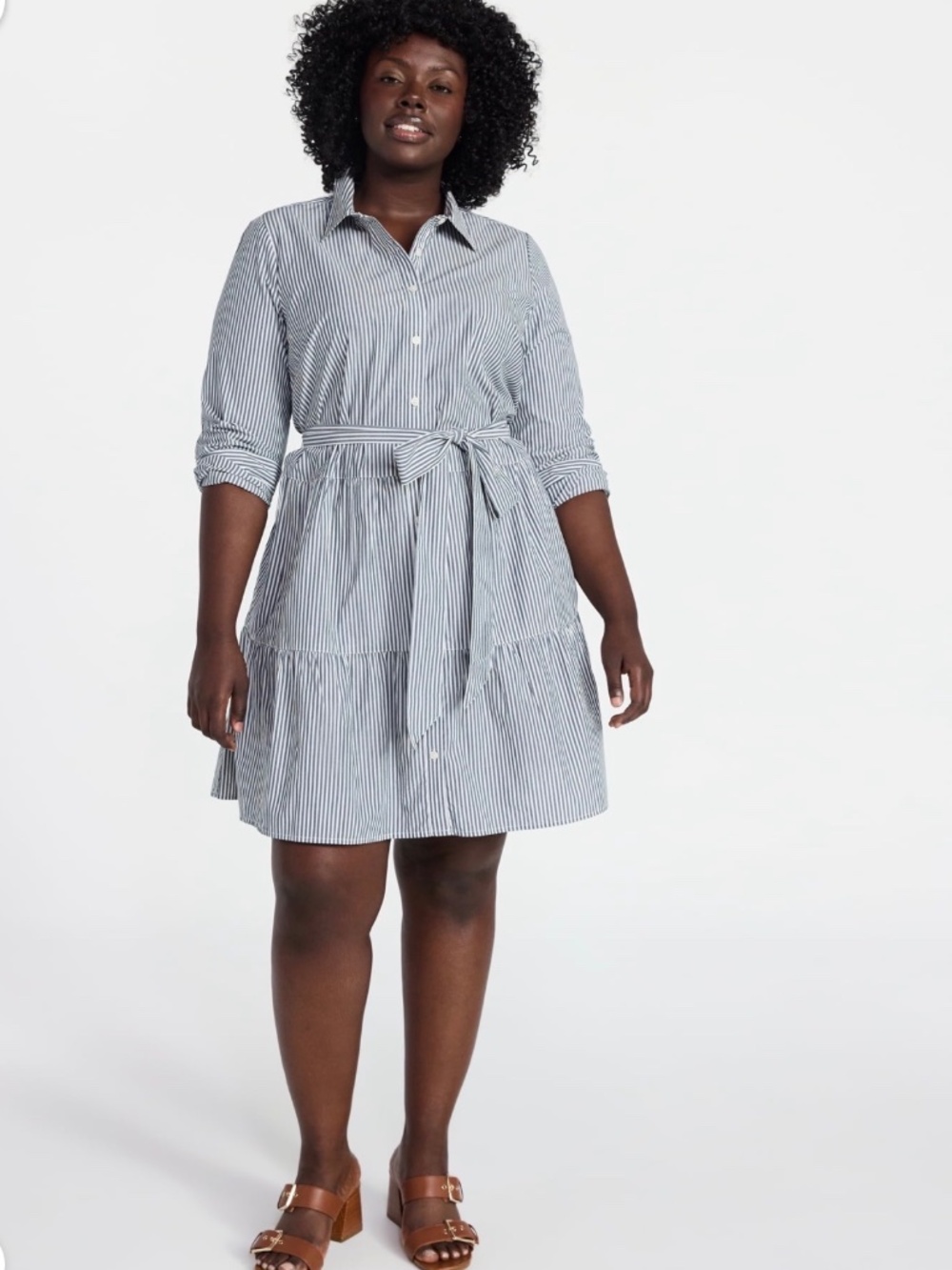 NWT Terra & Sky Women’s Plus Size Tiered Long Sleeve Shirt Dress 2X